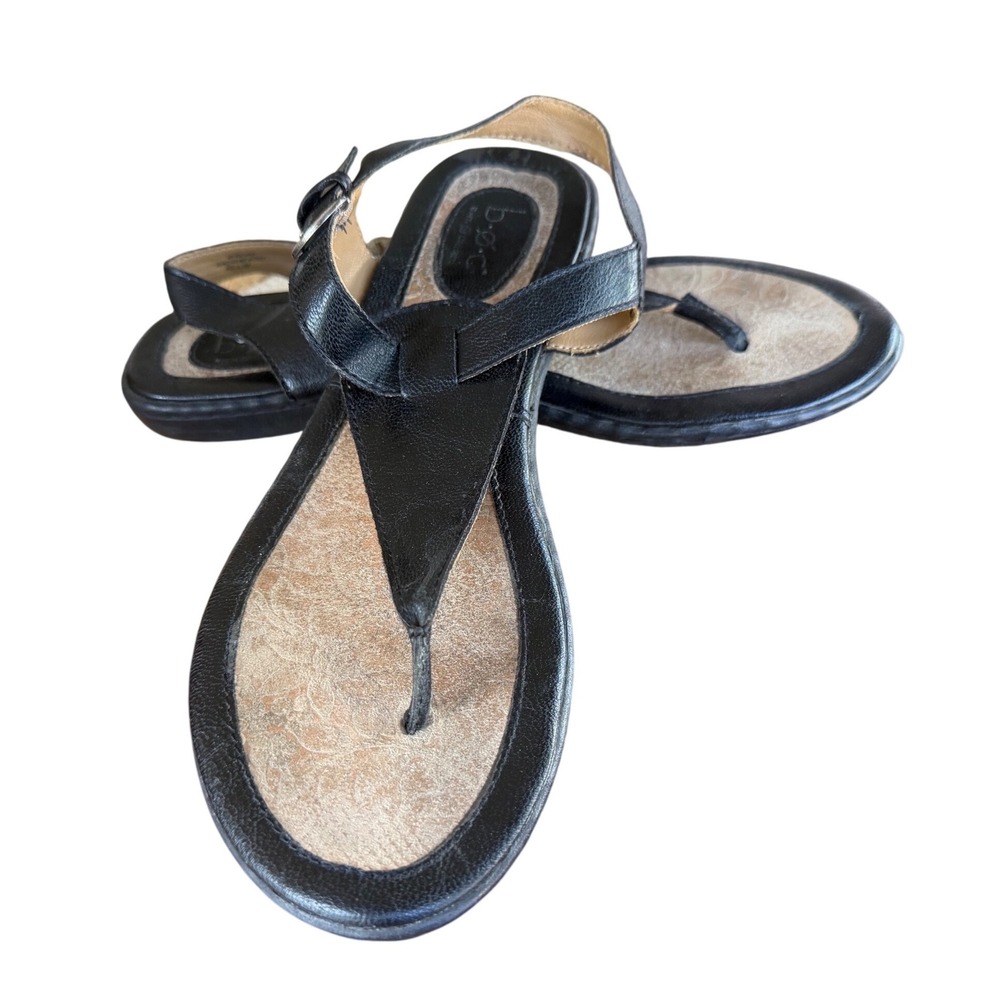 BOC Born Concept Black Thong Slingback Sandals Womens 9M C76303 Flat T-Strap